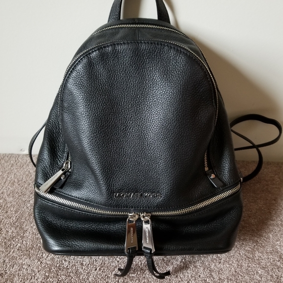 Michael Kors Rhea Medium Black Leather Backpack - Picture 2 of 6